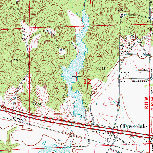 Topographic Map of Jaycee Partlow Dam Number One, AL