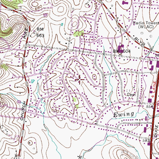 Topographic Map of Bellshire, TN