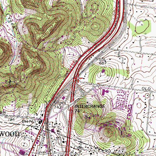 Topographic Map of Benbar, TN