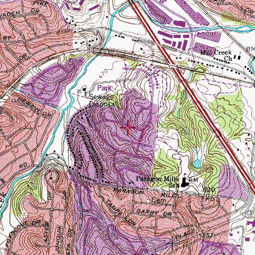 Topographic Map of Beverly Heights, TN