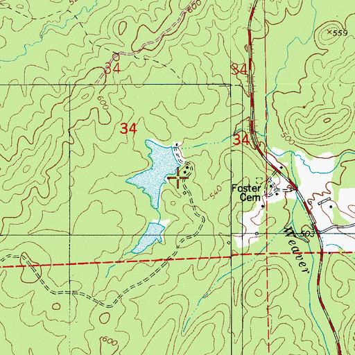 Topographic Map of Pumpkin Swamp Road Lake Dam, AL