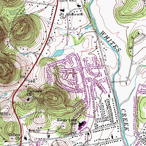 Topographic Map of Buena Vista Estates, TN