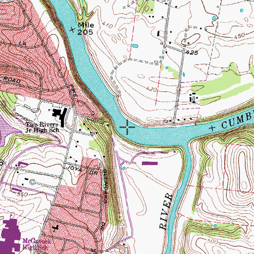 Topographic Map of Carlyle Ferry (historical), TN
