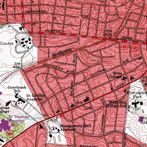 Topographic Map of Cherokee Park, TN