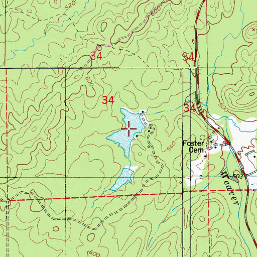 Topographic Map of Pumpkin Swamp Road Lake, AL
