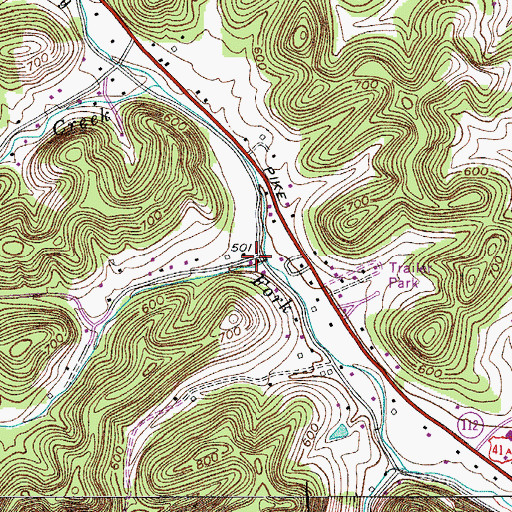 Topographic Map of Dry Fork (historical), TN