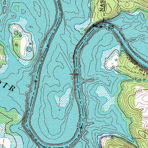 Topographic Map of Duncan Lake (historical), TN