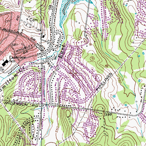 Topographic Map of Edge-O-Lake Estates, TN
