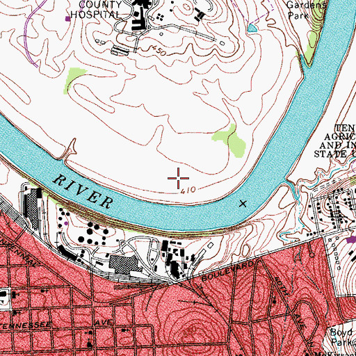 Topographic Map of Hardins Bend, TN
