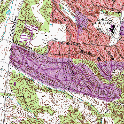 Topographic Map of Huntington Ridge Estates, TN