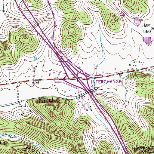 Topographic Map of Interchange 40, TN