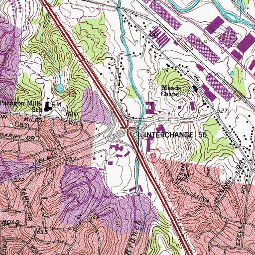 Topographic Map of Interchange 56, TN