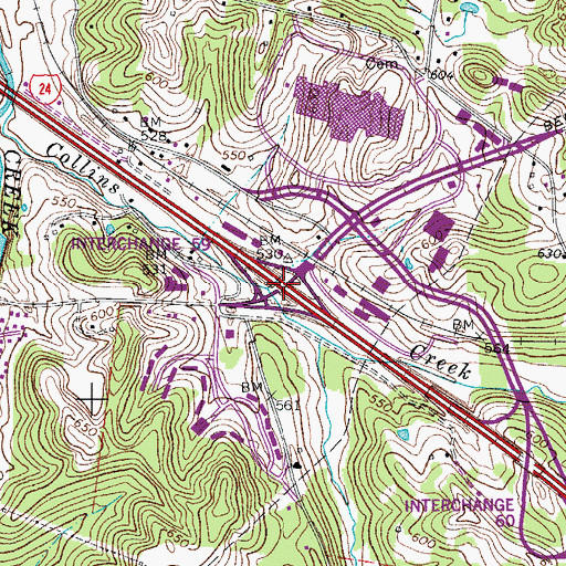 Topographic Map of Interchange 59, TN