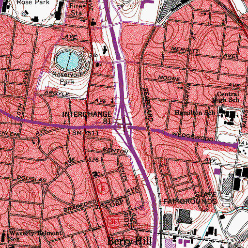 Topographic Map of Interchange 81, TN
