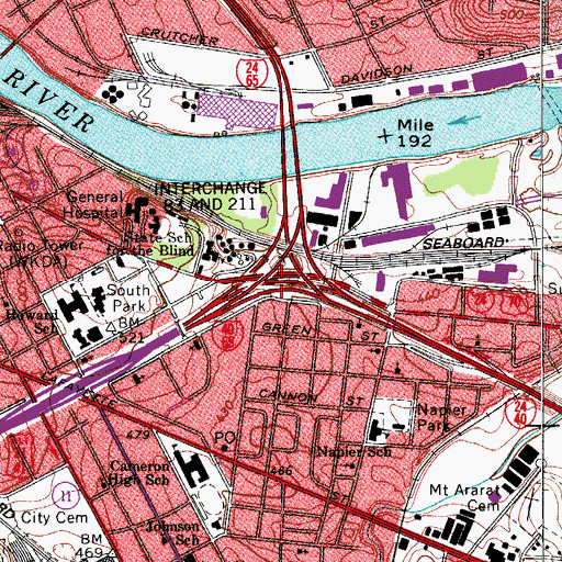 Topographic Map of Interchange 83 and 211, TN