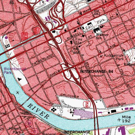 Topographic Map of Interchange 84, TN