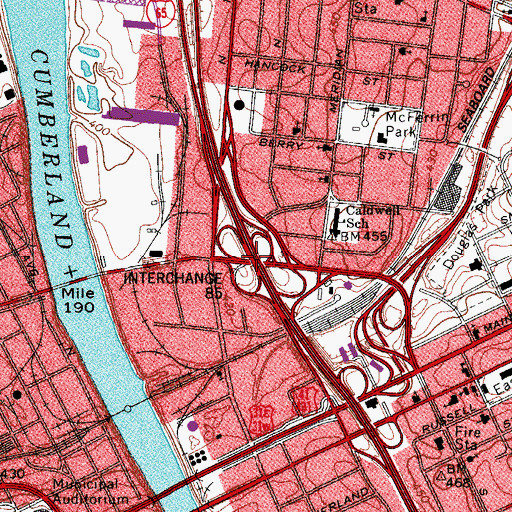 Topographic Map of Interchange 85, TN