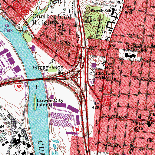 Topographic Map of Interchange 86, TN