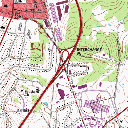 Topographic Map of Interchange 96, TN