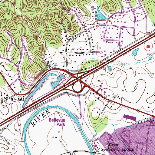 Topographic Map of Interchange 196, TN