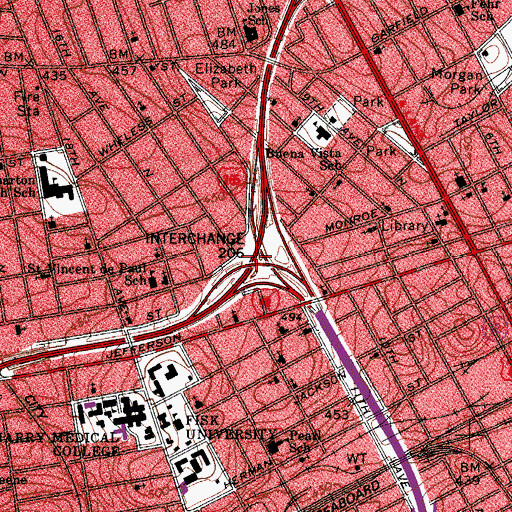 Topographic Map of Interchange 208, TN