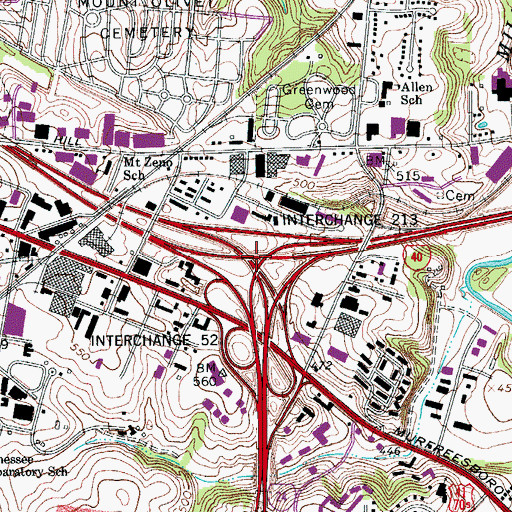 Topographic Map of Interchange 213, TN