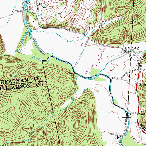 Topographic Map of Jones Creek, TN