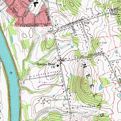 Topographic Map of Marvel (historical), TN