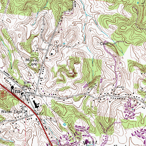 Topographic Map of Nashboro Village, TN