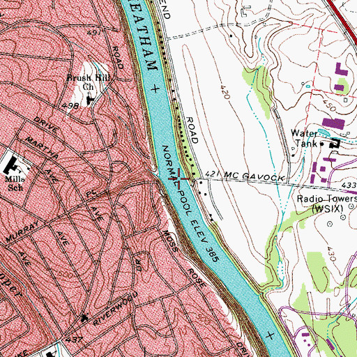 Topographic Map of Ninemile Ferry (historical), TN
