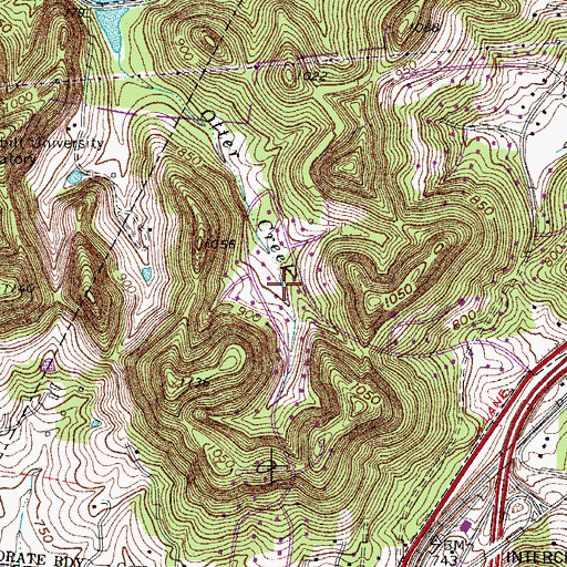 Topographic Map of Oak Hill Estates, TN