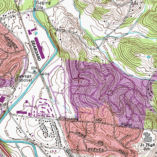 Topographic Map of Oakwood Terrace, TN
