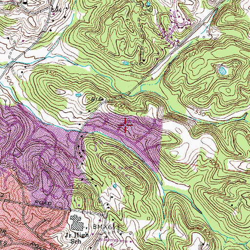Topographic Map of Pebble Creek, TN