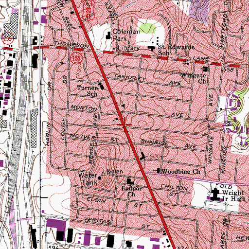 Topographic Map of Radnor, TN
