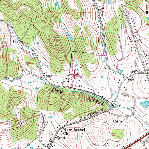 Topographic Map of Solitude Acres, TN