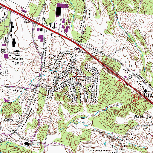 Topographic Map of Town Park Estates, TN