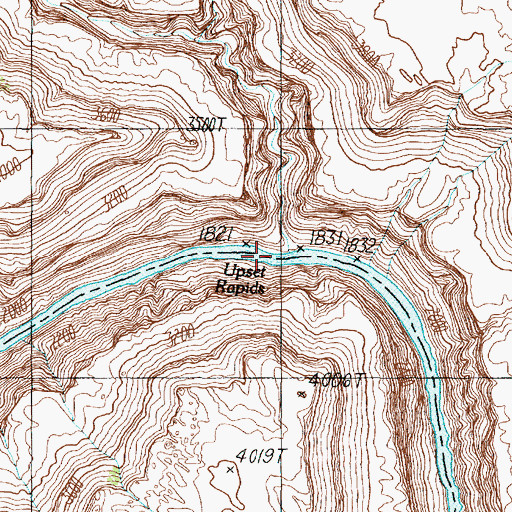 Topographic Map of Upset Rapids, AZ