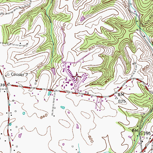 Topographic Map of Williams Hills, TN