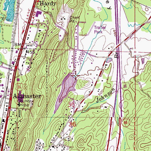 Topographic Map of Rutherford Dam, AL