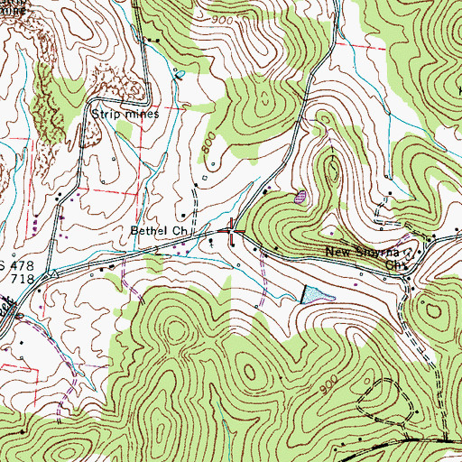 Topographic Map of Match, TN