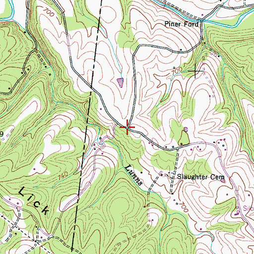 Topographic Map of Mayberry (historical), TN