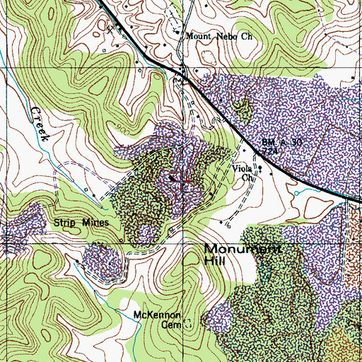 Topographic Map of Mount Nebo Hill, TN