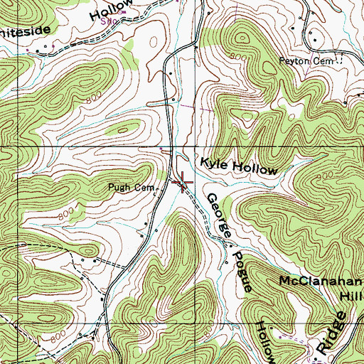Topographic Map of Pogue Hollow Branch, TN