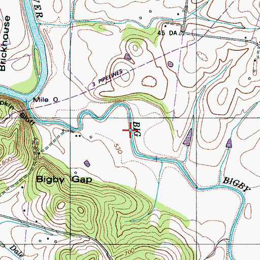 Topographic Map of Southall Ford, TN