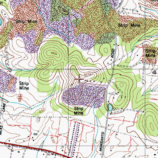Topographic Map of Tea Hill, TN