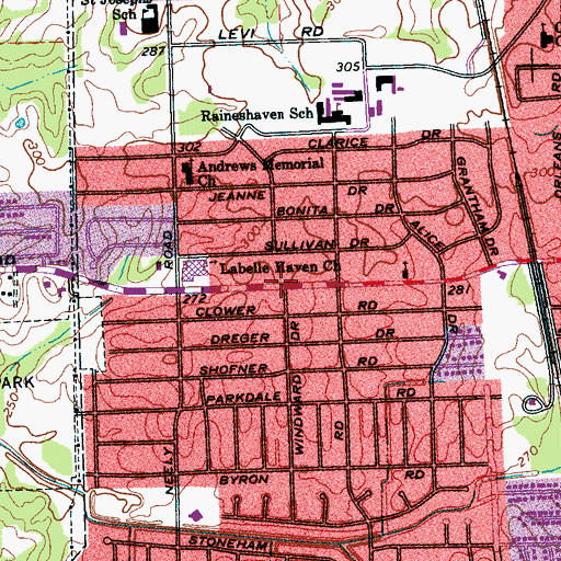 Topographic Map of Raines, TN