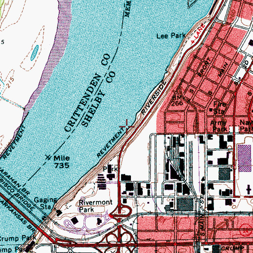 Topographic Map of Memphis Harbor Revetment, TN