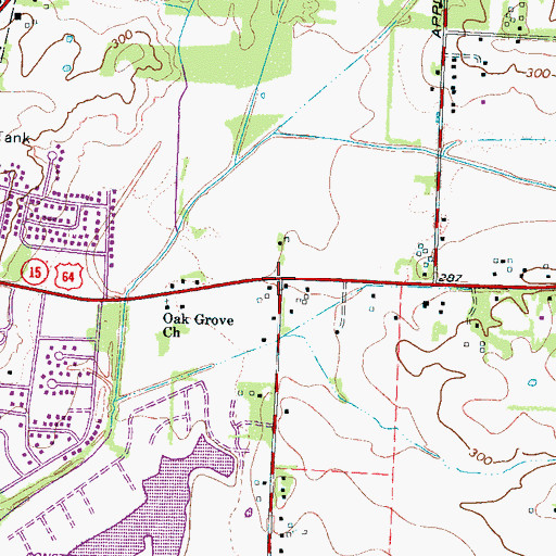 Topographic Map of Oak Grove, TN