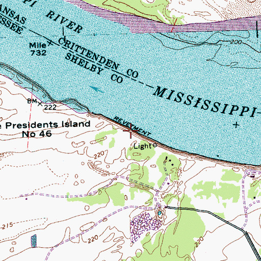 Topographic Map of Presidents Island Revetment, TN
