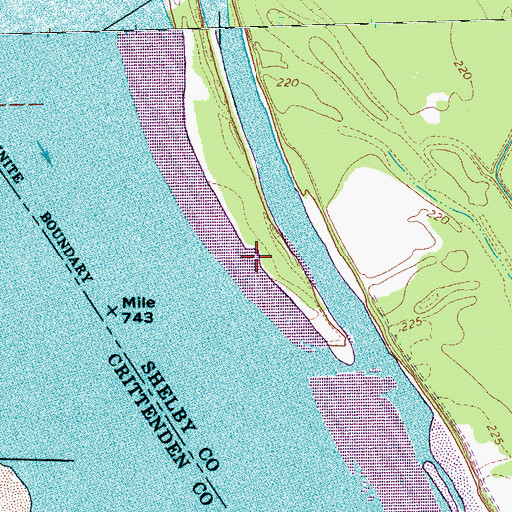 Topographic Map of Above Loosahatchie Dikes, TN